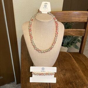 Blue Waters Glass Beaded Necklace & Bracelet Set NWT